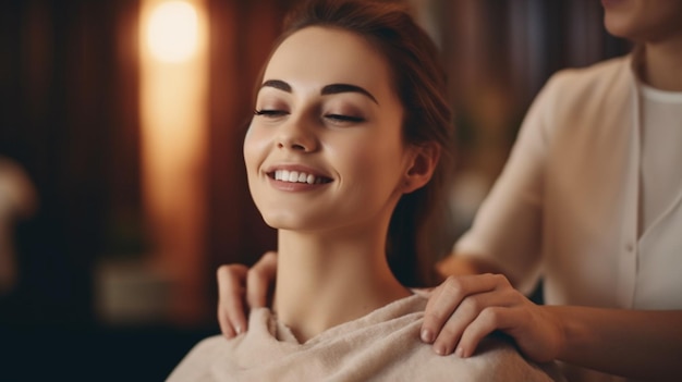 A woman getting a massage at a spa