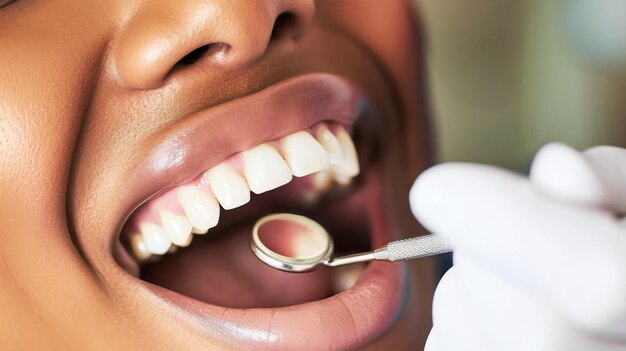 Woman Getting Teeth Checked by Dentist