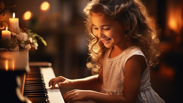 Photo woman and girl playing a piano beautiful woman teaching a little girl playing a piano
