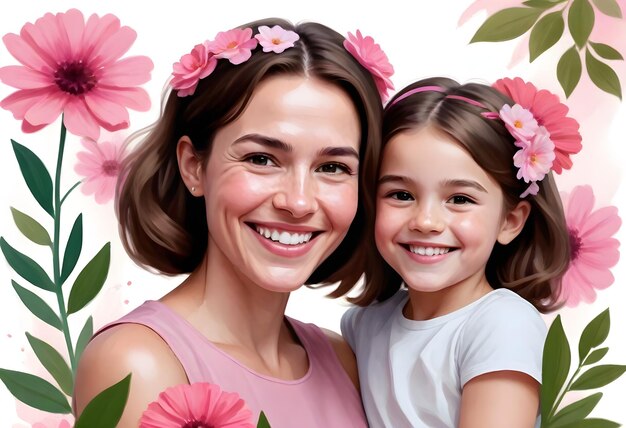 a woman and a girl smiling for the camera