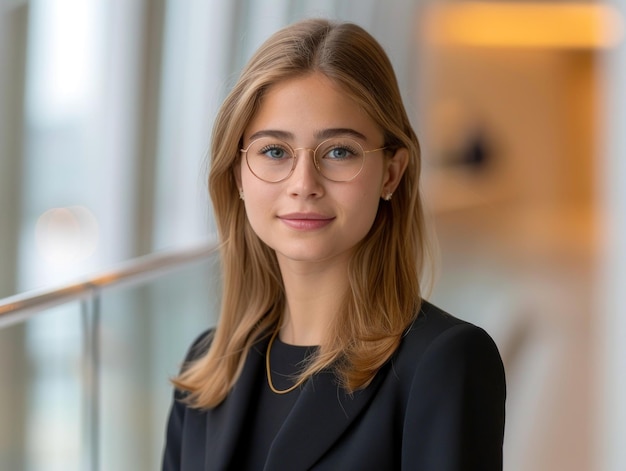 Woman in Glasses Standing Next to Railing