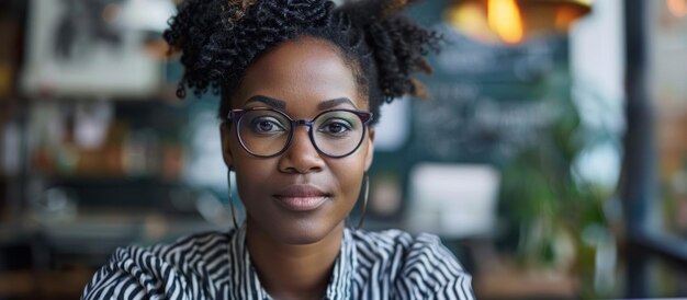 Woman in Glasses and Striped Shirt