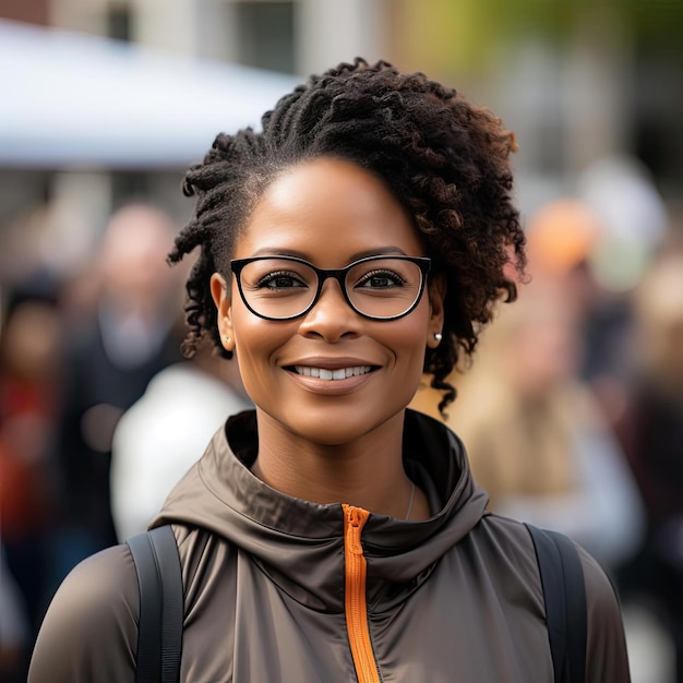 Woman in glasses with vibrant colorism and strong lines