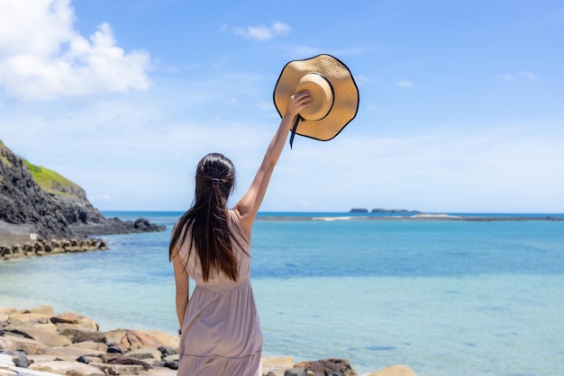 Woman go to the beach