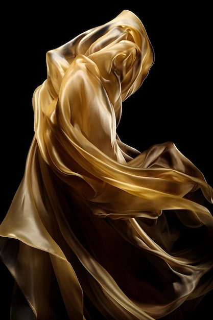 A woman in a gold dress is dancing.