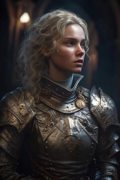 A woman in a golden armour
