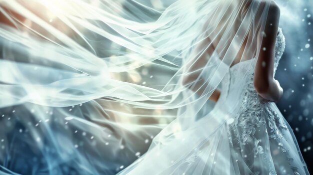 Foto una donna adorna graziosamente un vestito bianco e un velo