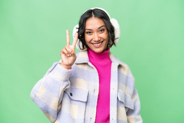 Photo woman over green background