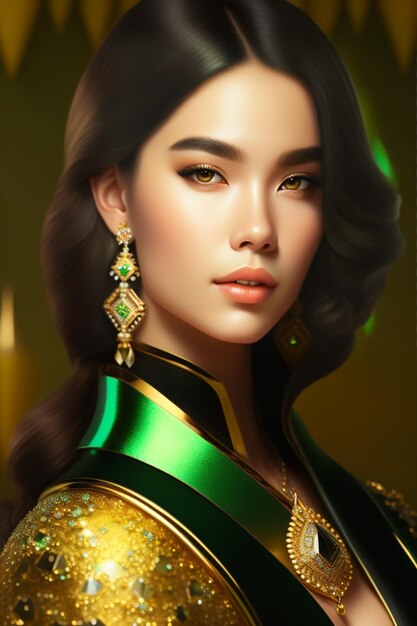 Premium AI Image | Woman in green dress