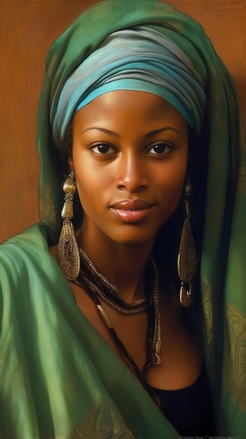 A woman in a green turban