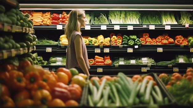 Photo woman grocery shopping woman grocery woman grocery store grocery shopping supermarket shopping