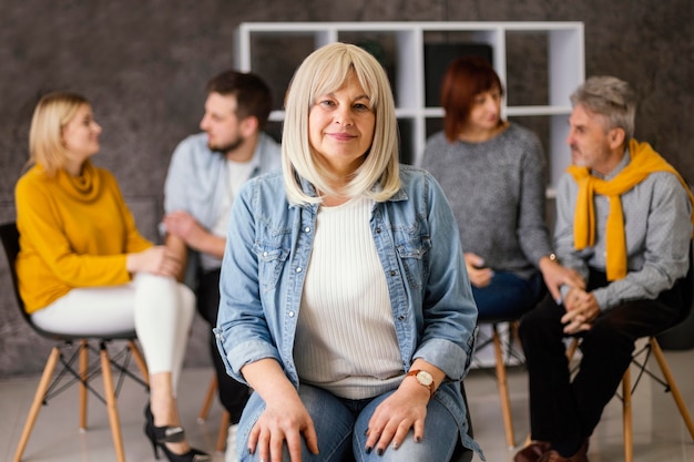 Woman at group therapy