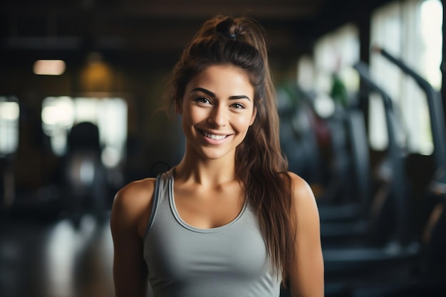 A woman in the gym with blur background AI