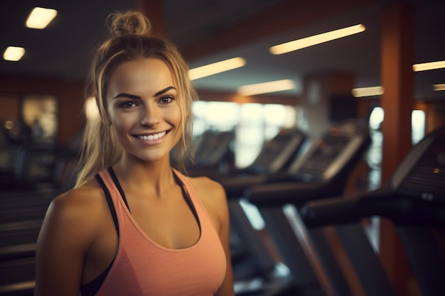 A woman in the gym with blur background AI