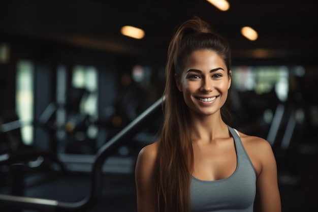 A woman in the gym with blur background AI