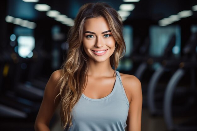 A woman in the gym with blur background AI