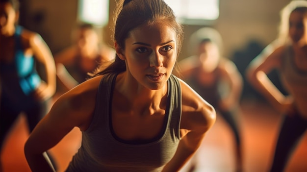 A woman in a gym with a shirt that says'i'm a gym '