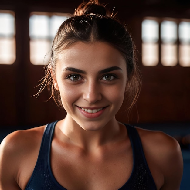 Photo woman gymnast smiling