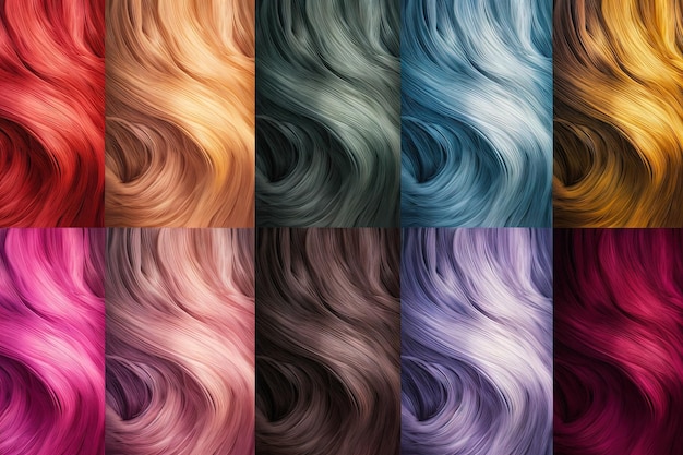 Foto illustrazione della tavolozza dei colori dei capelli della donna ai generativa