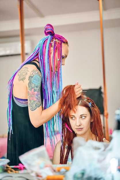 woman at hair salon doing hair