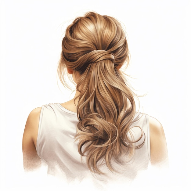 woman hair style realistic from backside veiw