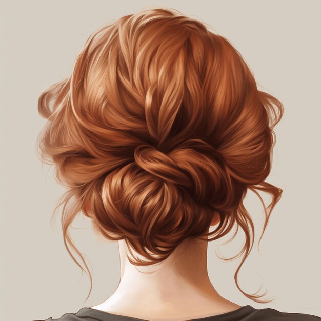 woman hair style realistic from backside veiw