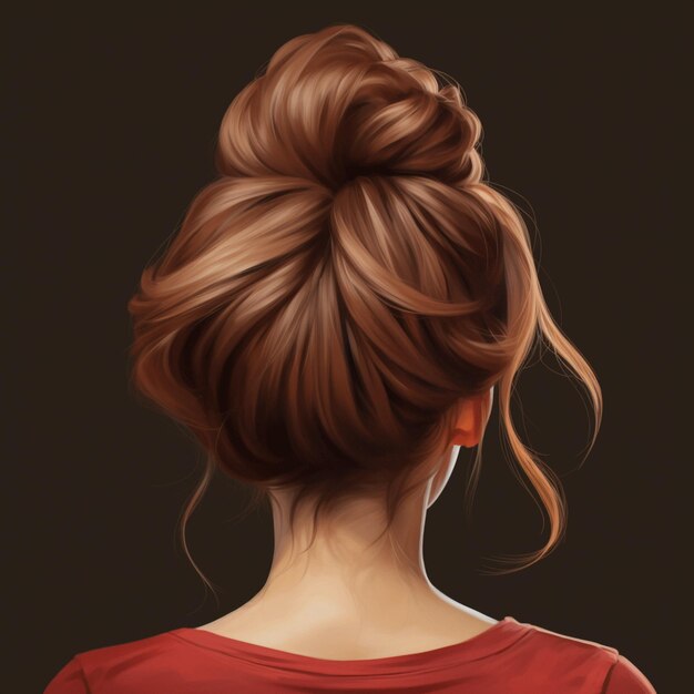 woman hair style realistic from backside veiw