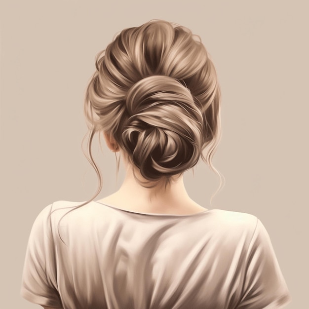 woman hair style realistic from backside veiw
