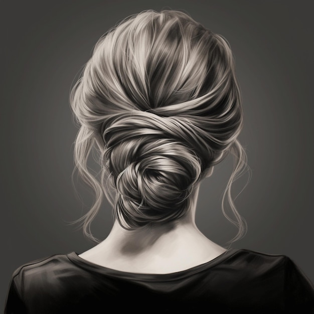 woman hair style realistic from backside veiw