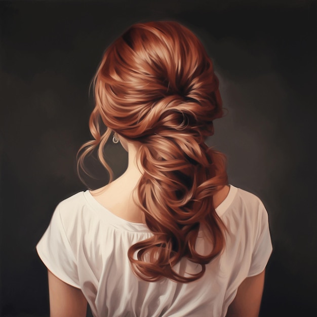 woman hair style realistic from backside veiw