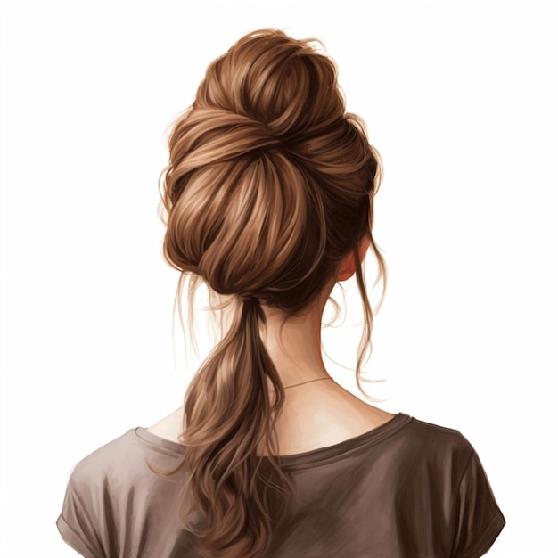 woman hair style realistic from backside veiw