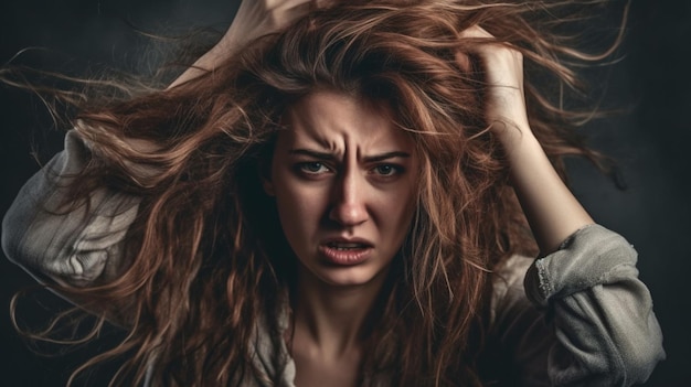 Woman hair with hands in rear view shot