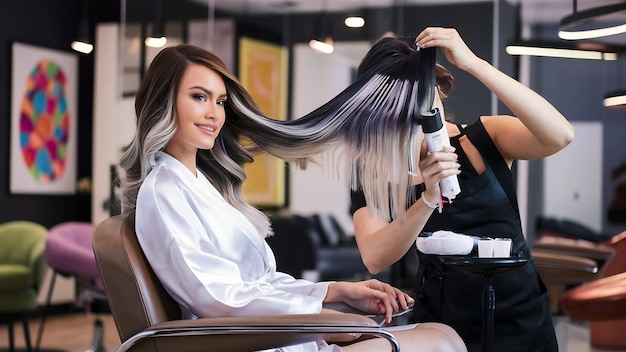 Woman on hairdresser salon