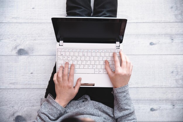 Woman hand computer