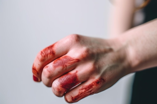 Woman hand covered in blood generative ai