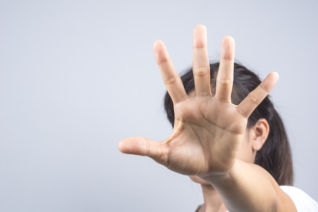 Woman hand doing a stop gesture