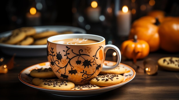 Foto donna con la mano che tiene la tazza di caffè durante il pasto divertente