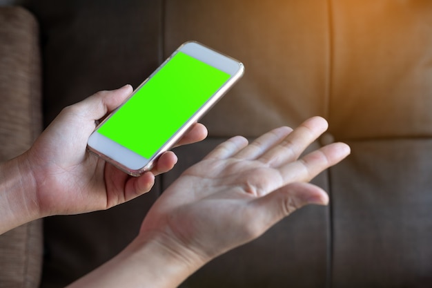 Woman hand holding the smartphone