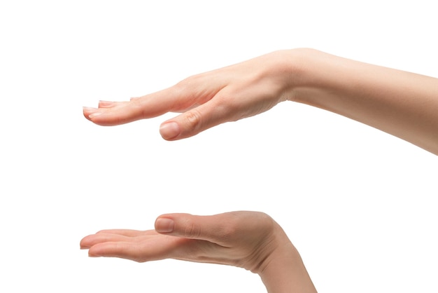 Woman hand isolated on a white background