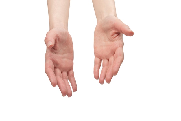 Woman hand isolated on a white background