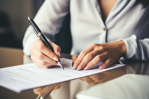 WOMAN HAND SIGNING A CONTRACT