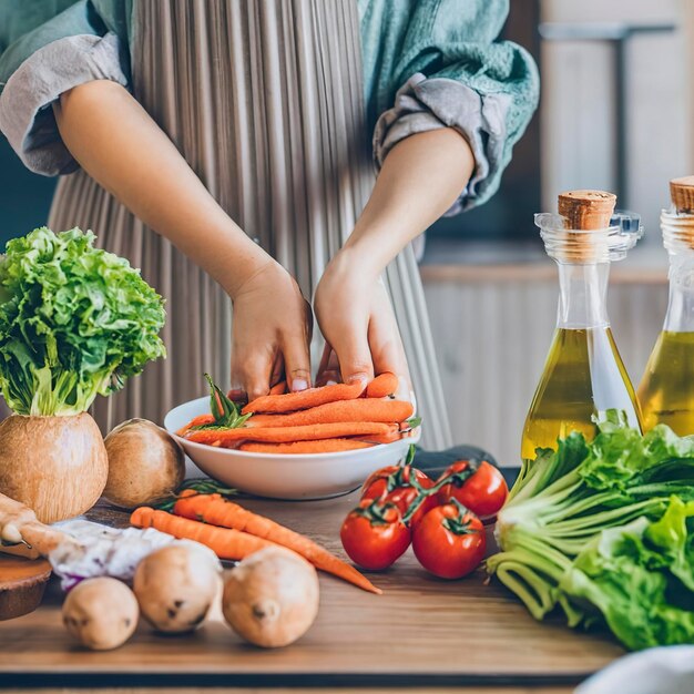 woman hand washing vegetables salad and preparation healthy food in kitchen