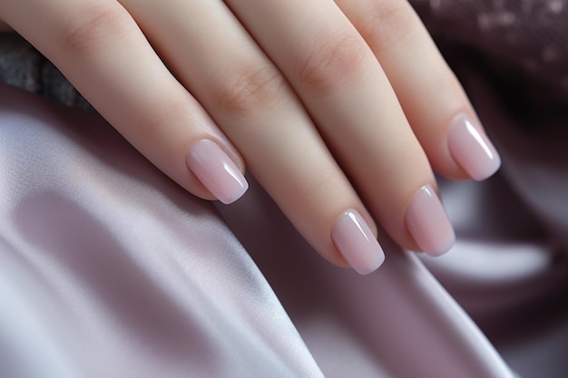 Женская рука с лавандовым лаком на ногтях Фиолетовый маникюр ногтей с гелевым лаком