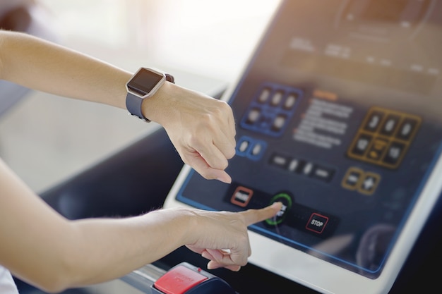 Woman hand with smart watch on wrist