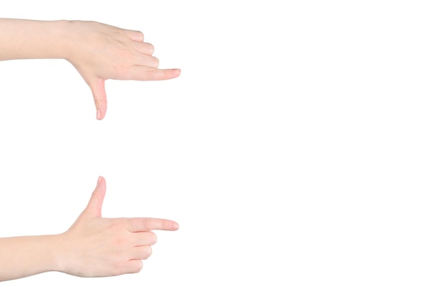 Simbolo della struttura delle mani della donna isolato su bianco