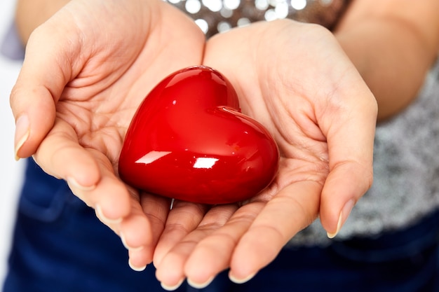 woman hands giving heart love and sharing concept