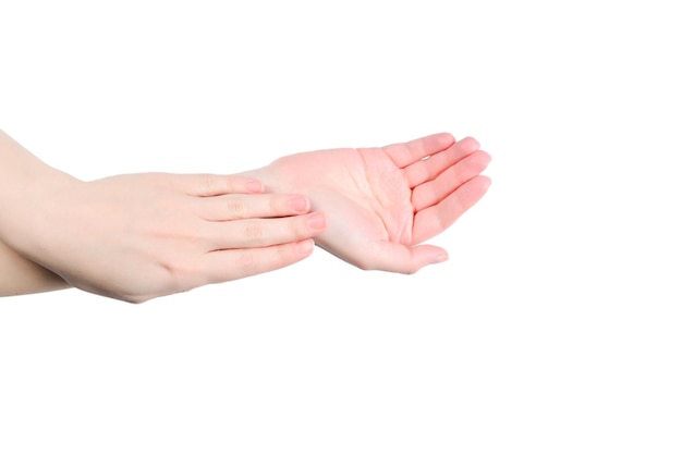 Woman hands isolated on white background