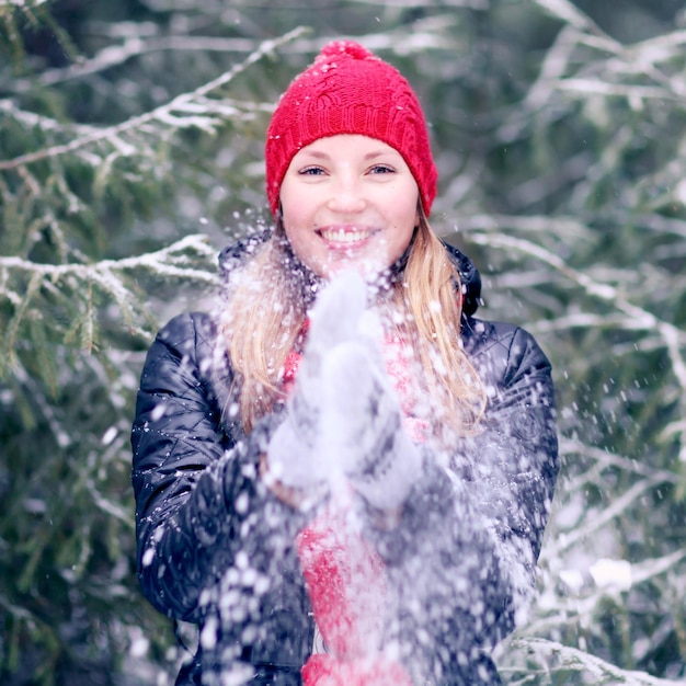 woman hands snow nature