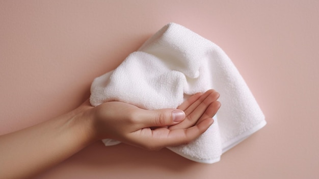 Woman hands towel clean