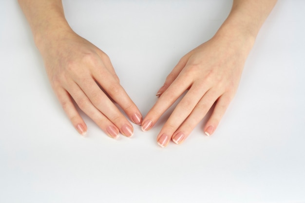 Woman hands with nails polished